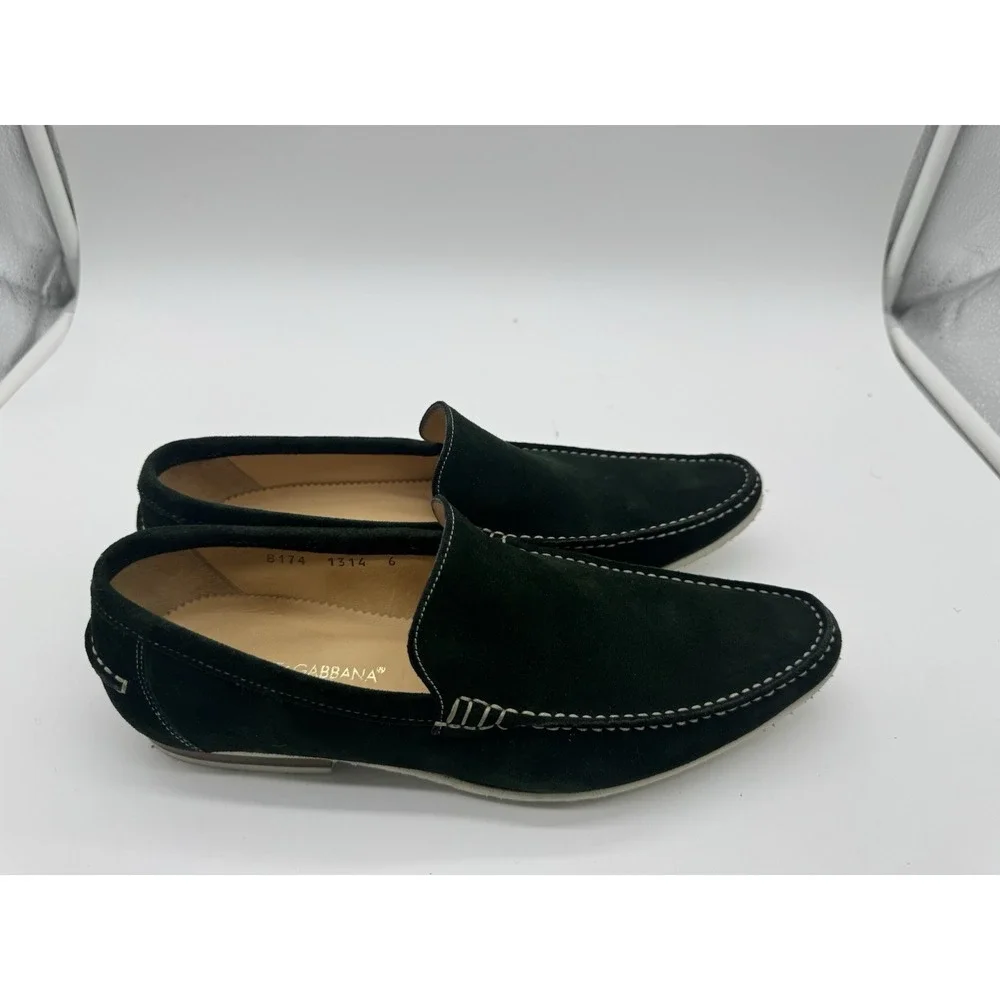 Dolce & Gabbana Green Suede Loafers Mens Size 7 US Made In Italy Luxury Slip‎ On